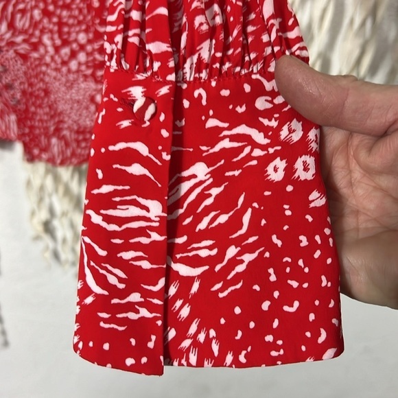 Joie Red & White Leopard Print Long Sleeve Blouse Size XS - Picture 8 of 13